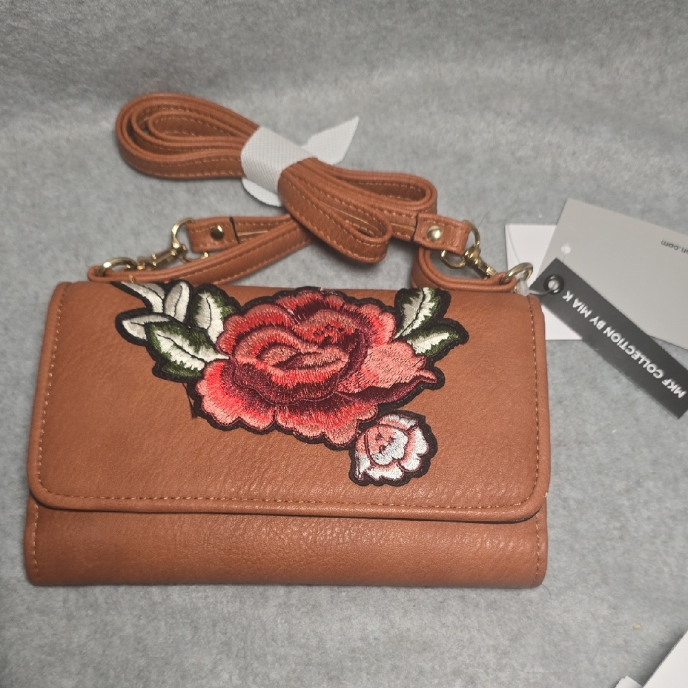 MFK Collection by Mia K. Embroidered Crossbody/Top Handle Bag